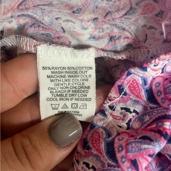 Simply Souther cropped/smocked peasant style blouse in pink and purple! Size XL - Picture 2 of 5